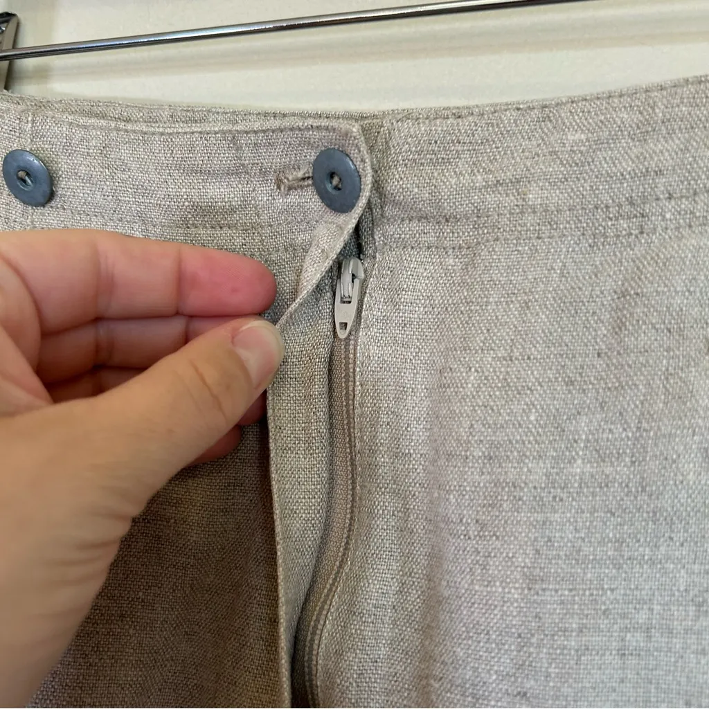 Ann Taylor Women's Small‎ 100% linen natural beige skirt midi slit - Image 4