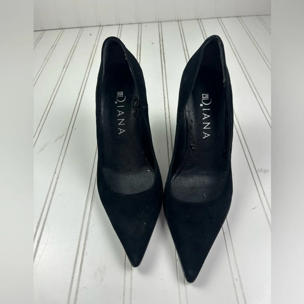 Diana Black Suede Pointy Toe Dress Heels Women’s Size 5 - Image 2