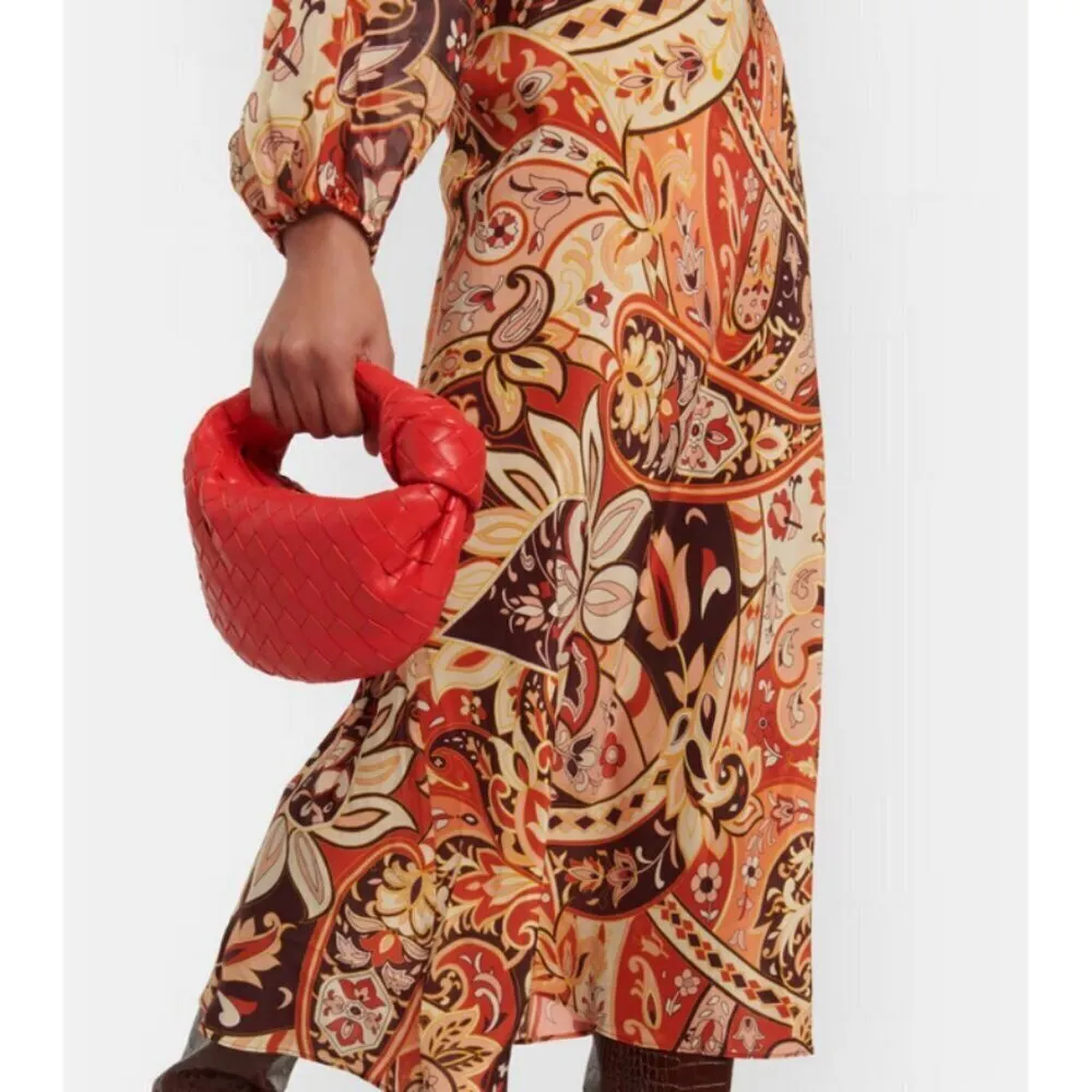 💕RIXO💕 Kamilla Cutout Midi Dress ~ Grace Paisley Canyon Paisley Small S NWOT Orange - Image 10
