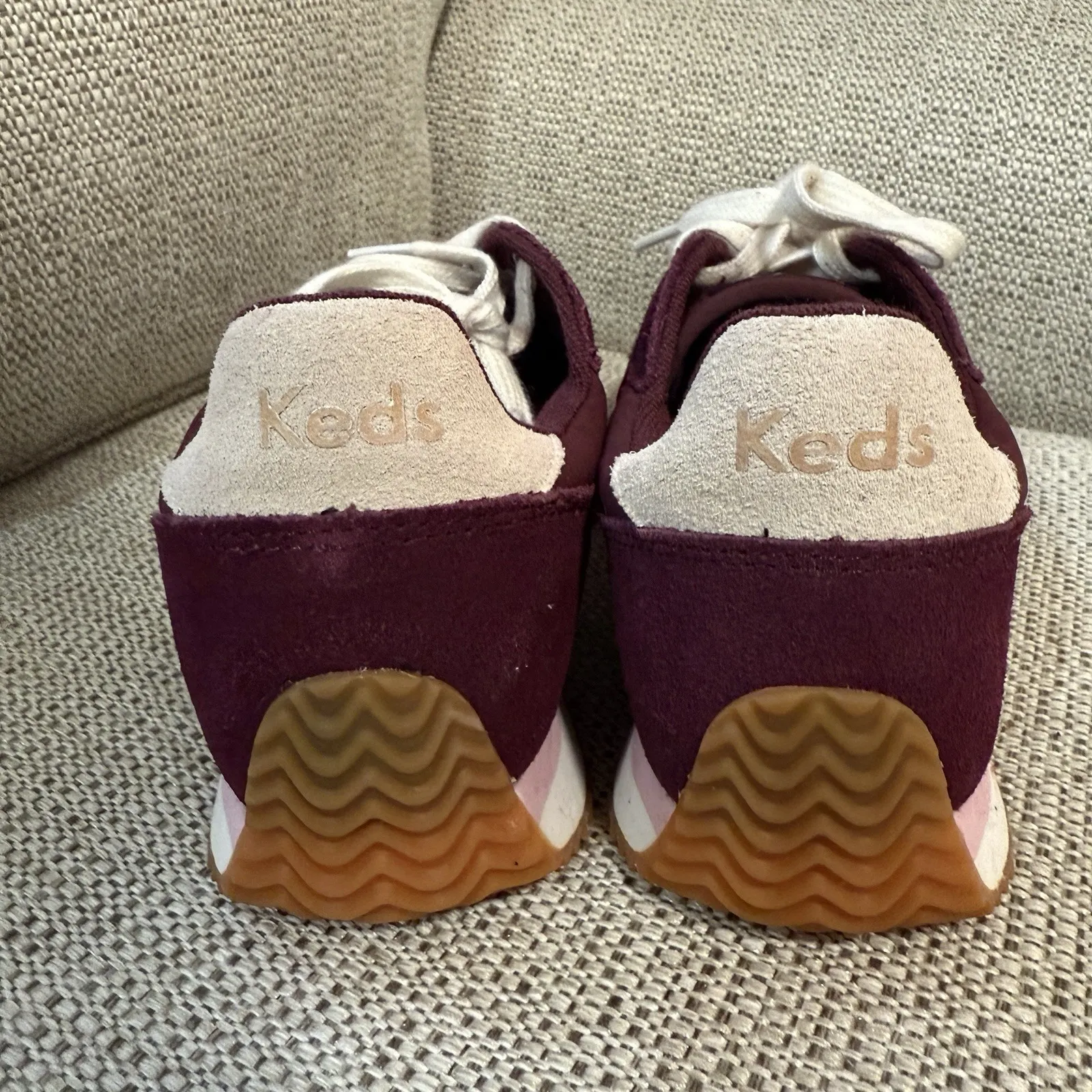 Keds Rena Nylon Suede Sneakers in Burgundy/Mauve Size 8 - Image 4