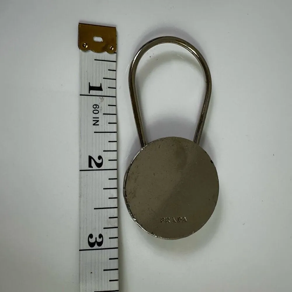 Prada Logo Circle Silver Tone Key Ring Holder‎ Bag Charm - Image 6