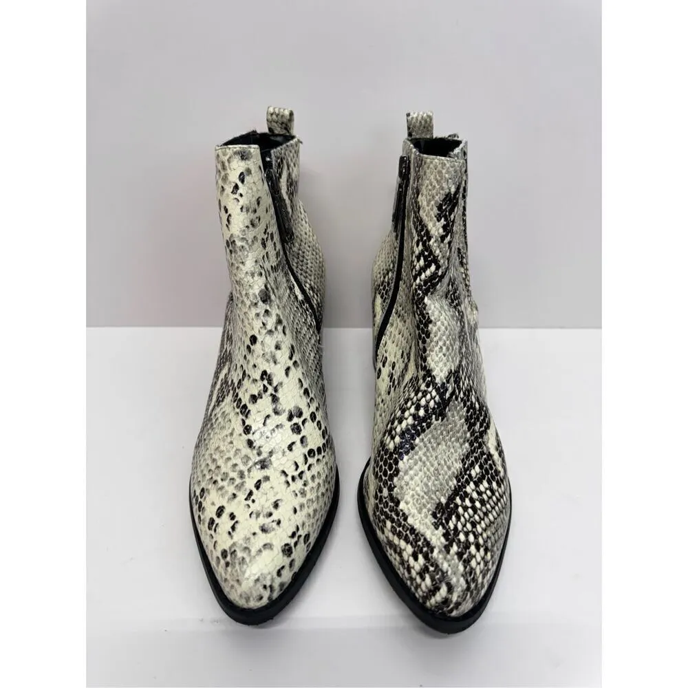 Blondo Ankle Booties Size 7 Snakeskin Embossed Leather Waterproof Block Heel NEW - Image 4