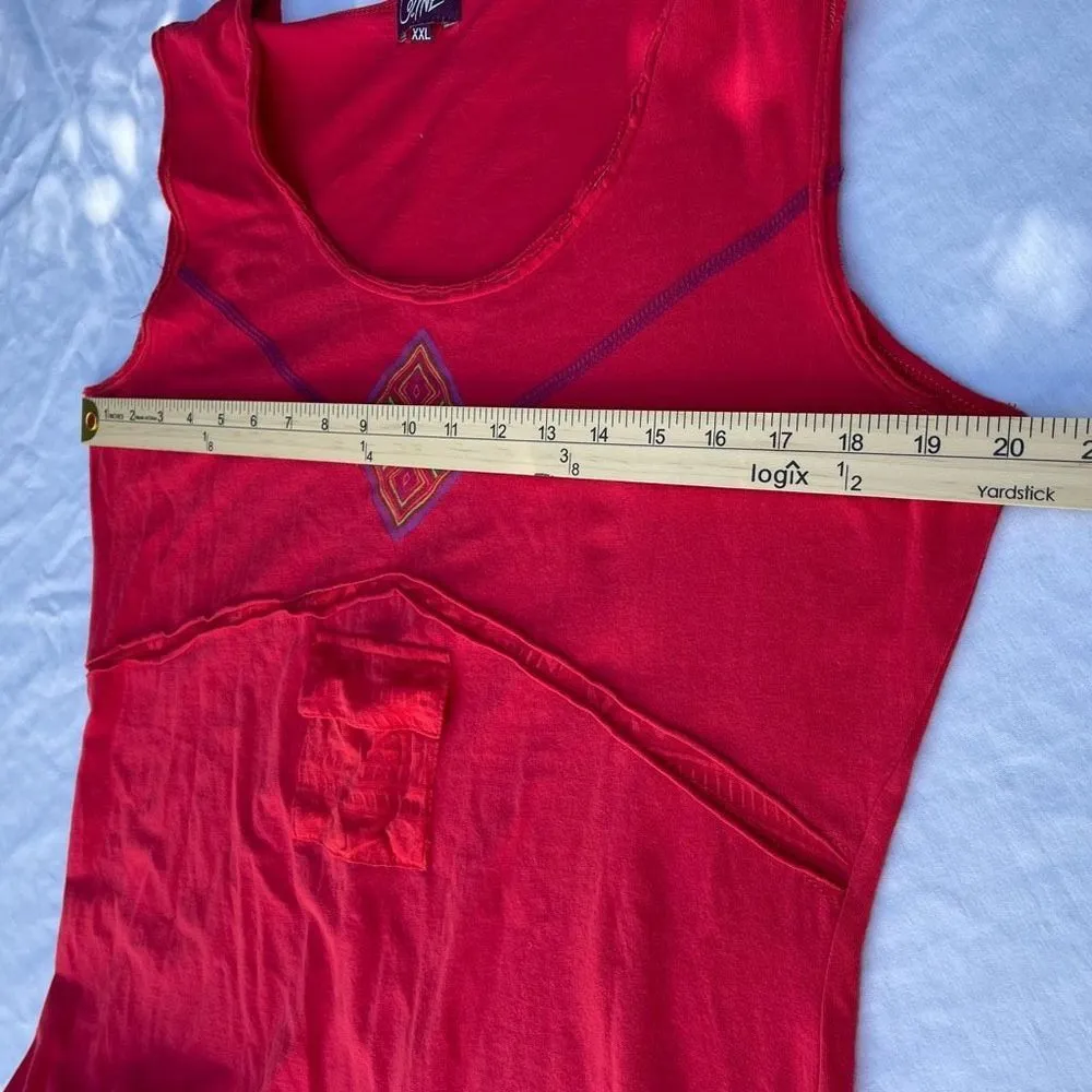 Coline size XXL ethnic boho festival cotton elastane tank top.runs small Red - Image 6