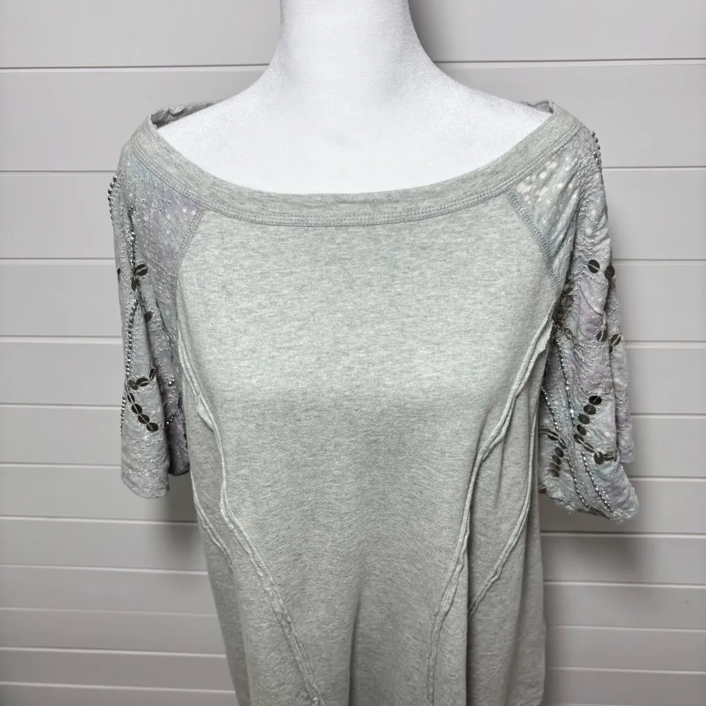 Free People Shine Me Out Top‎ Embellished Sleeve Pullover Open Back Large L NEW - Image 6