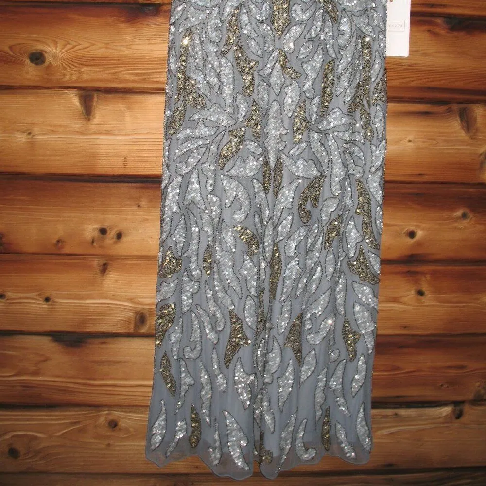 Mac Duggal 5532 Womens Platinum Embellished Illusion Cap Sleeve Column Gown - Image 10