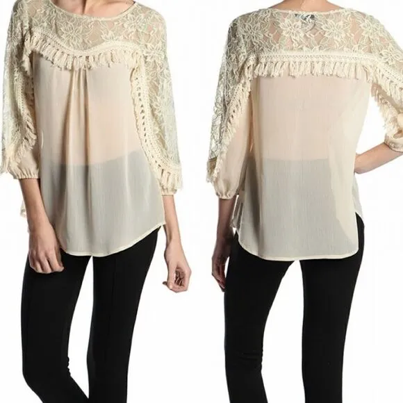 Sheer Lace Tassel Blouse‎ - Image 9