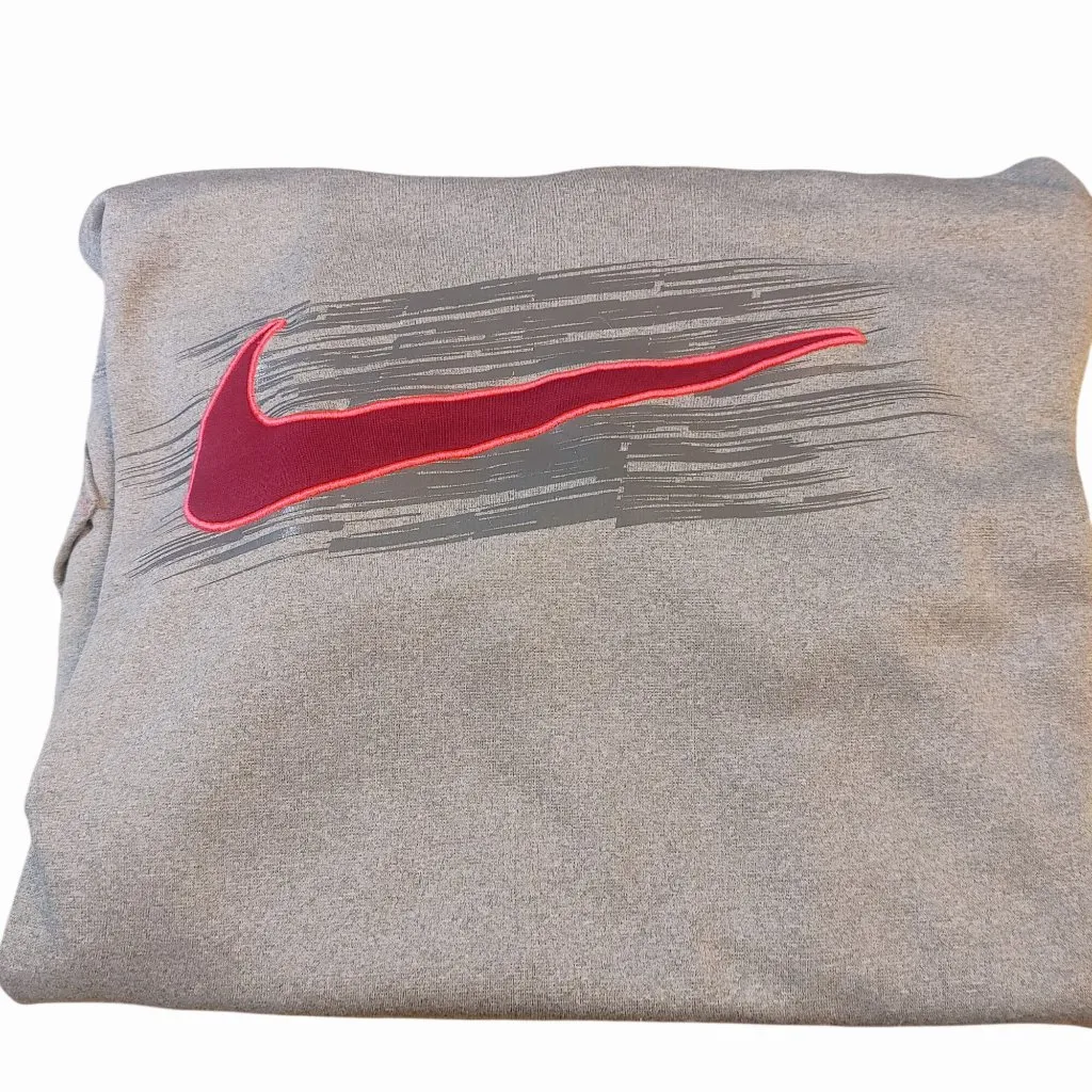 Nike Therma Fit XL Gray Hoodie Sweatshirt Pullover Fleece Crimson Pink Logo Grey - Image 10