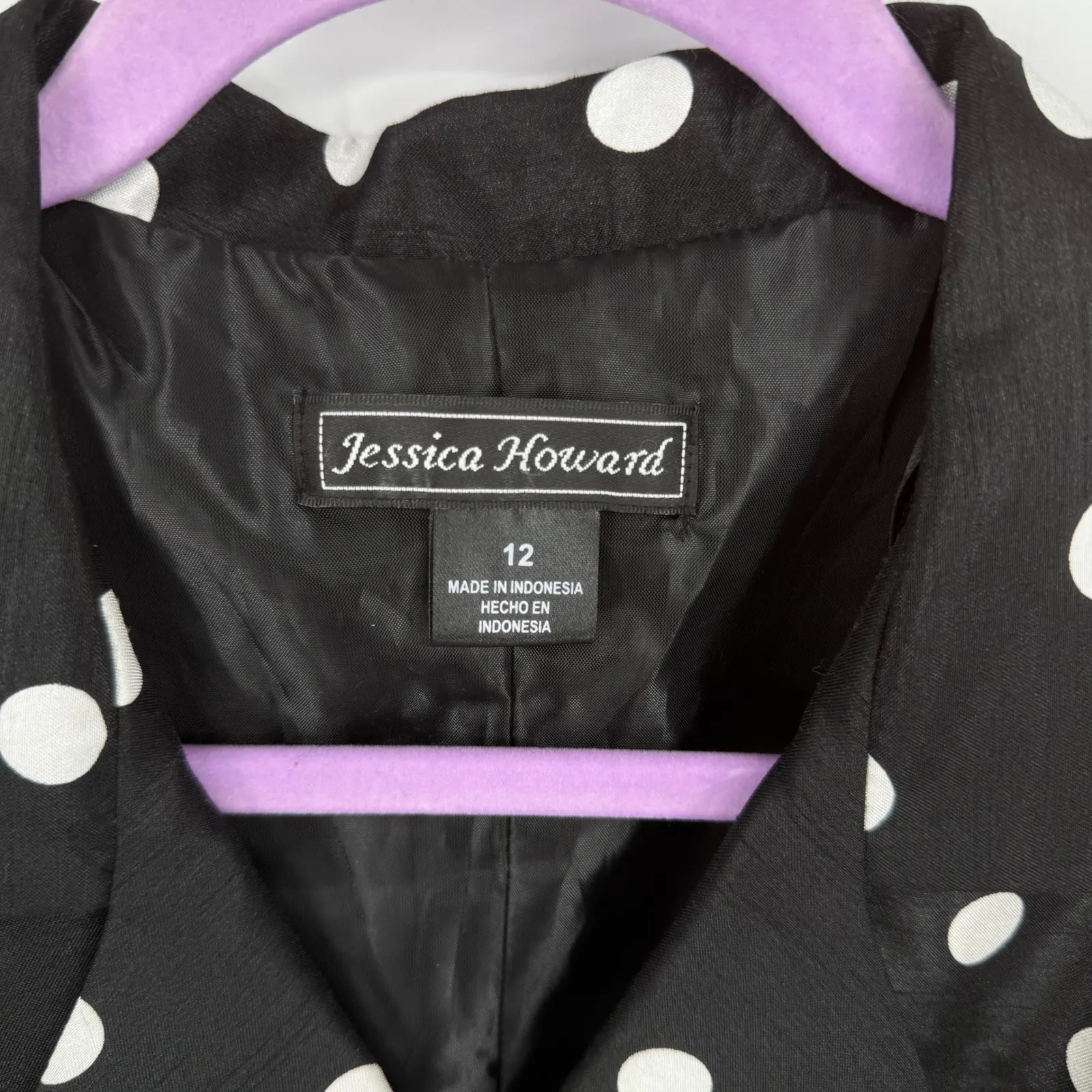 Jessica Howard Black White Polka Dot Dress‎ Sleeveless Tie Waist Women 12 Retro - Image 2