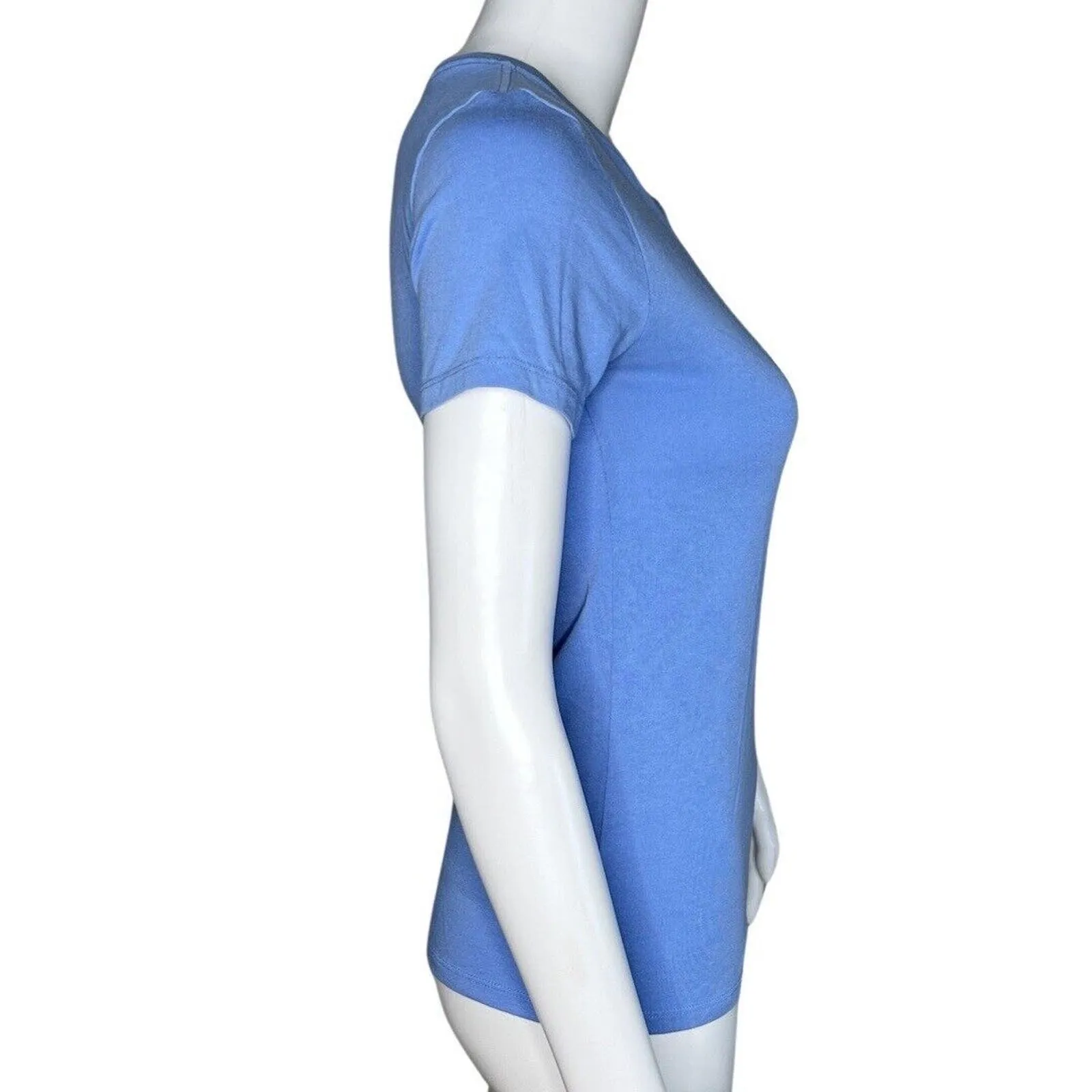 Nike Shirt Women XS Blue White Swoosh Logo The Nike Tee Casual‎ Basic Athleisure - Image 2