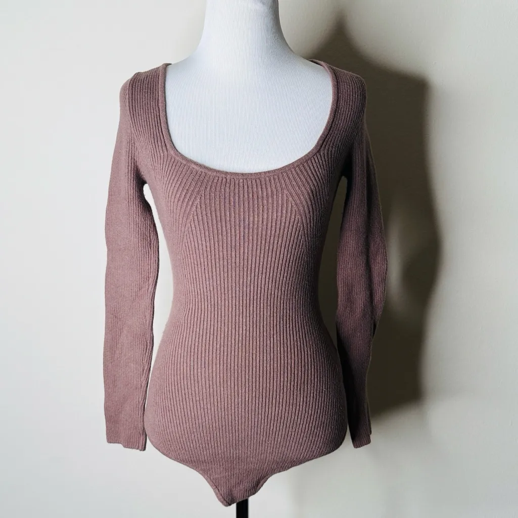Abercrombie Brown Long Sleeve Seamless Rib Knit Bodysuit - Image 2