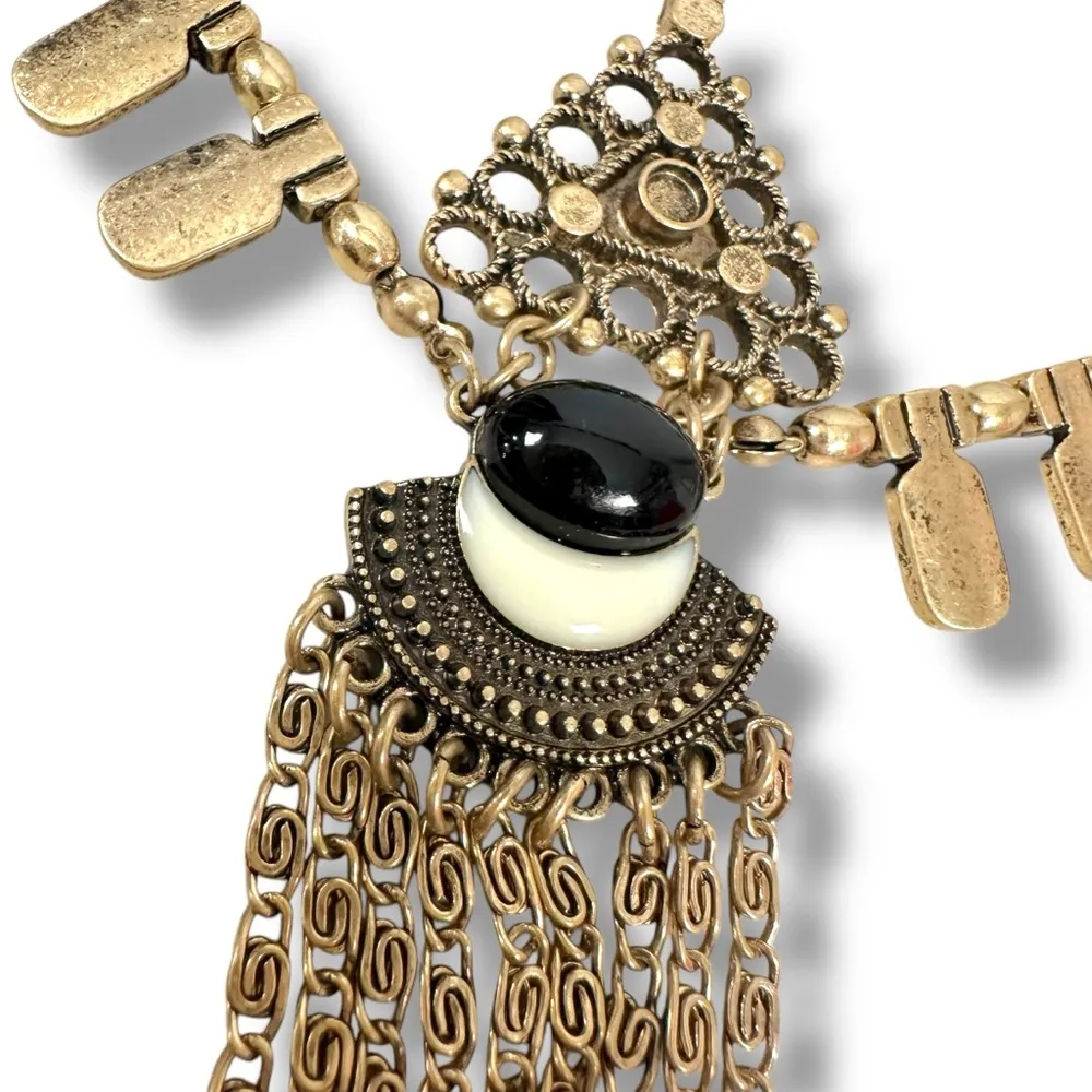 Free People Bring It Home Layered Necklace Gold Black Statement Bohemian Witchy - Image 4