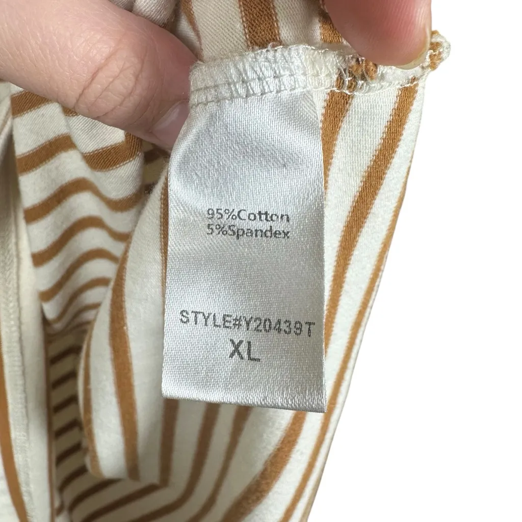 Tuckernuck Pomander Place Tan Striped Puff Sleeve Crewneck Long Sleeve Preppy XL - Image 8