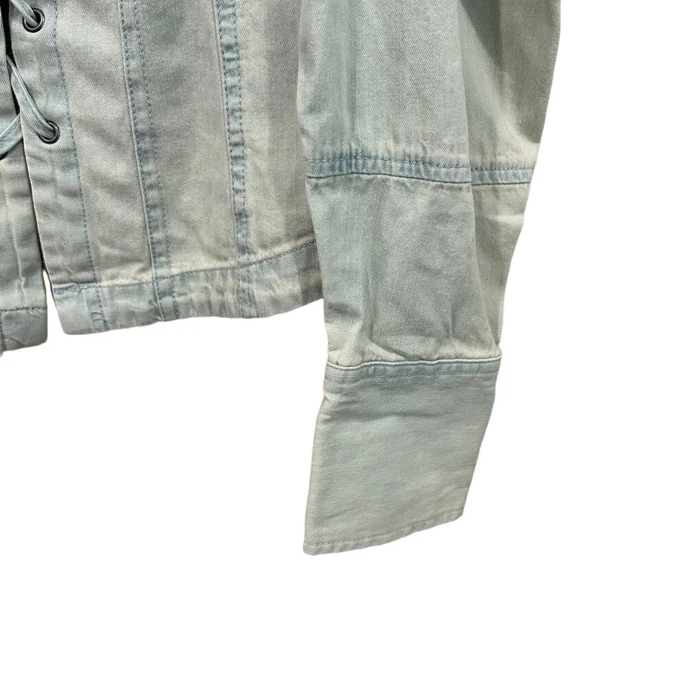 NEW Free People Lace Up Light Wash Cotton Denim Corset Top Size Small - Image 5
