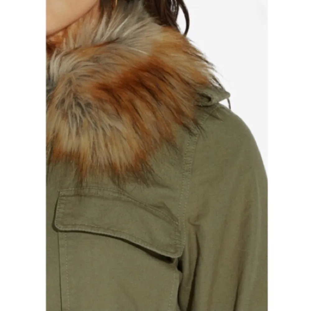 Utility Jacket With Fur Martini Olive Size S NWT Reg $86.95 - Image 4