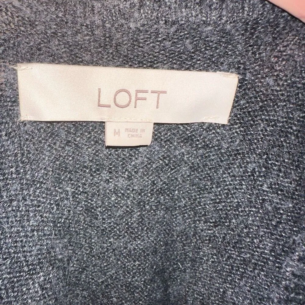 Loft cozy gray elevated basic minimalist drape  M cardigan - Image 3