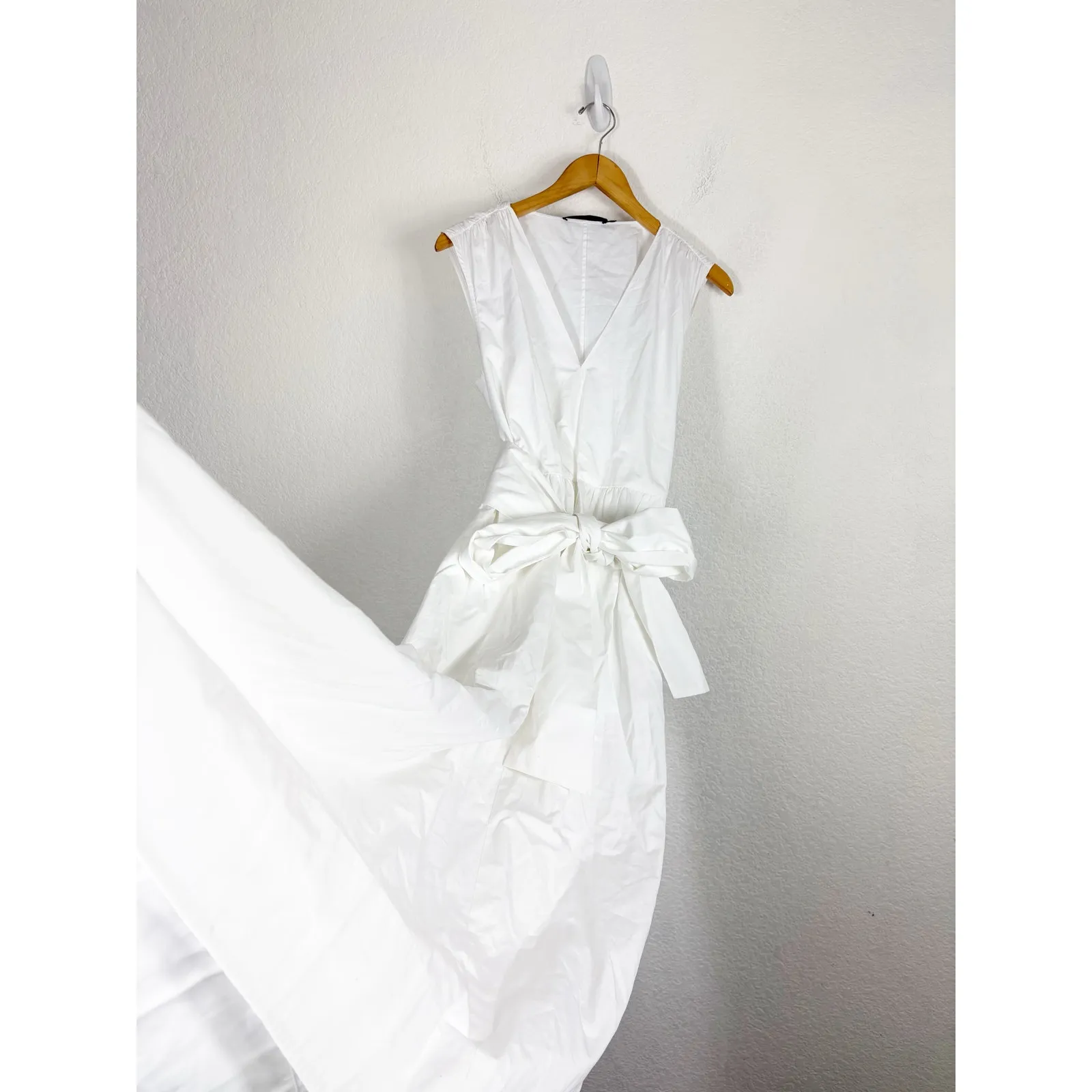 Jenni Kayne Sleeveless Kate Midi Dress Medium White Cotton Poplin Lined Belted - Image 12