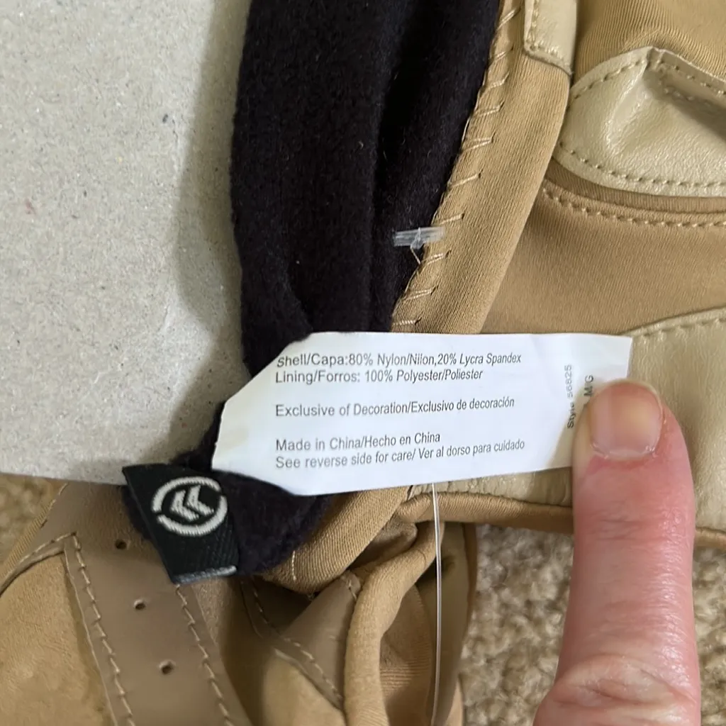 Gold/Tan Nylon Driving Gloves sz M/L Tan - Image 5