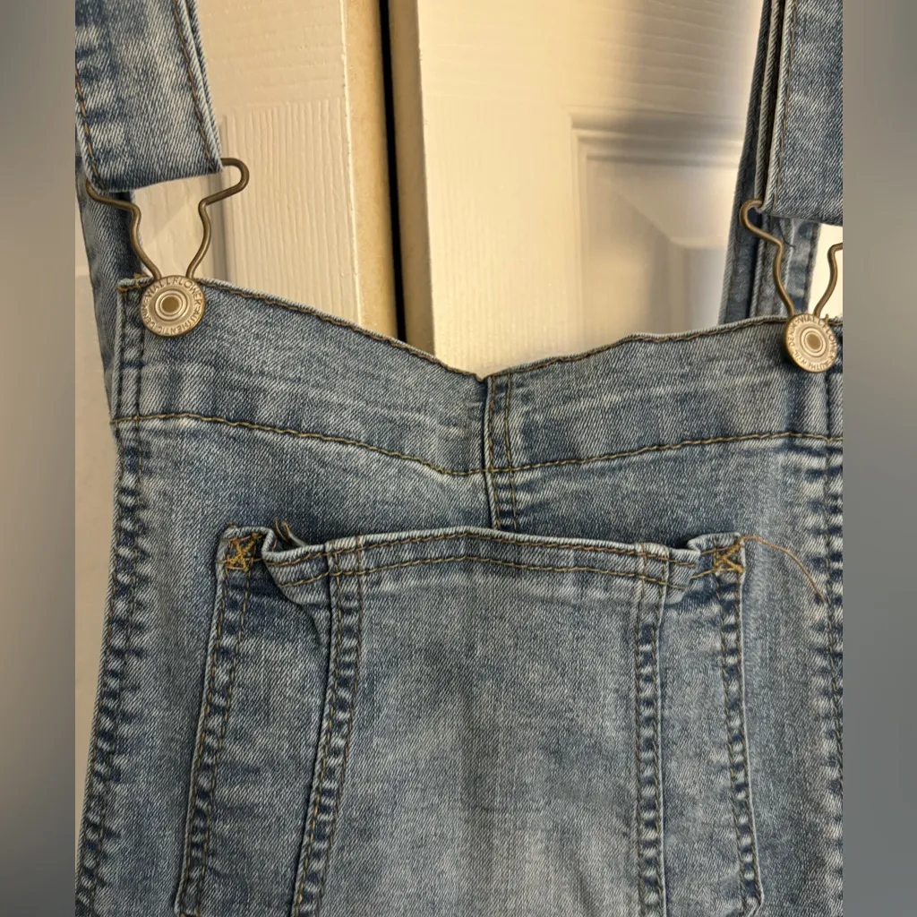 Wallflower Distressed Denim Overalls – Size Medium Blue - Image 7