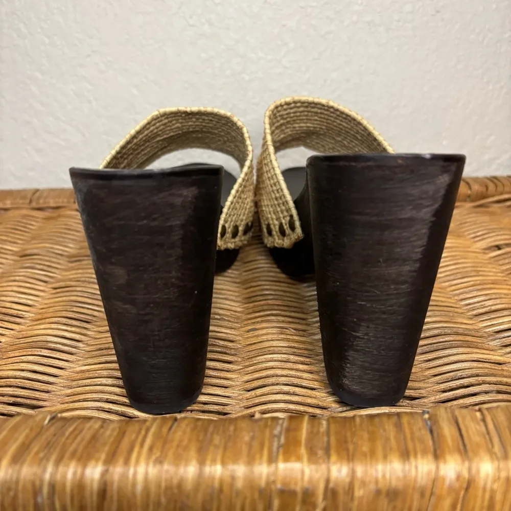 Jeffrey Campbell  Dlight Raffia Wood Heeled Mule Size 8.5 - Image 8