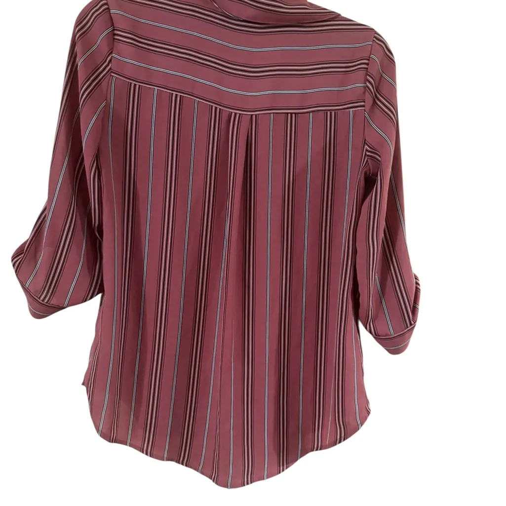 Iz Byer Burgundy Striped Button Down Shirt - Image 3