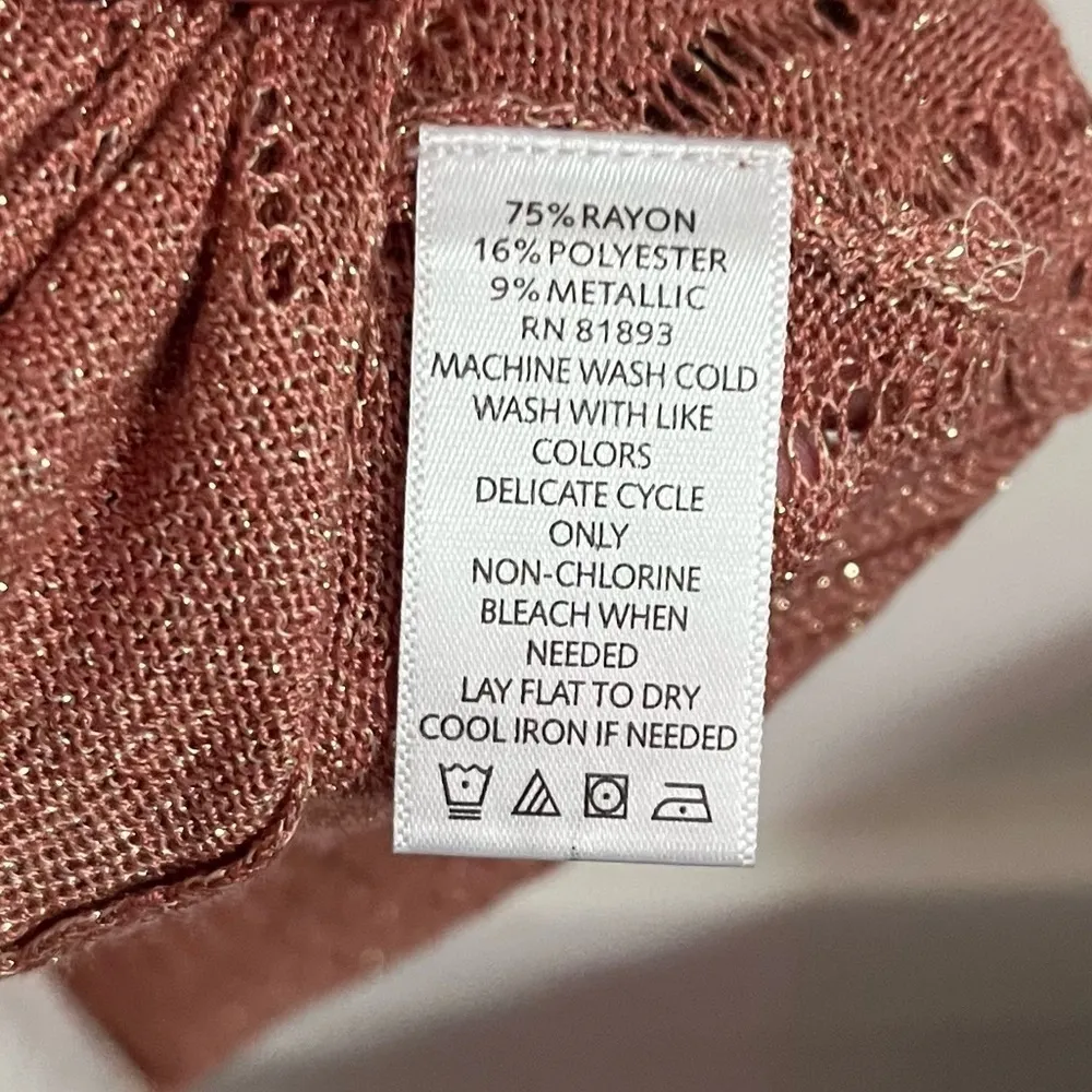 H by Halston • Peach Shimmer Crossover Front Tank Top - Image 3