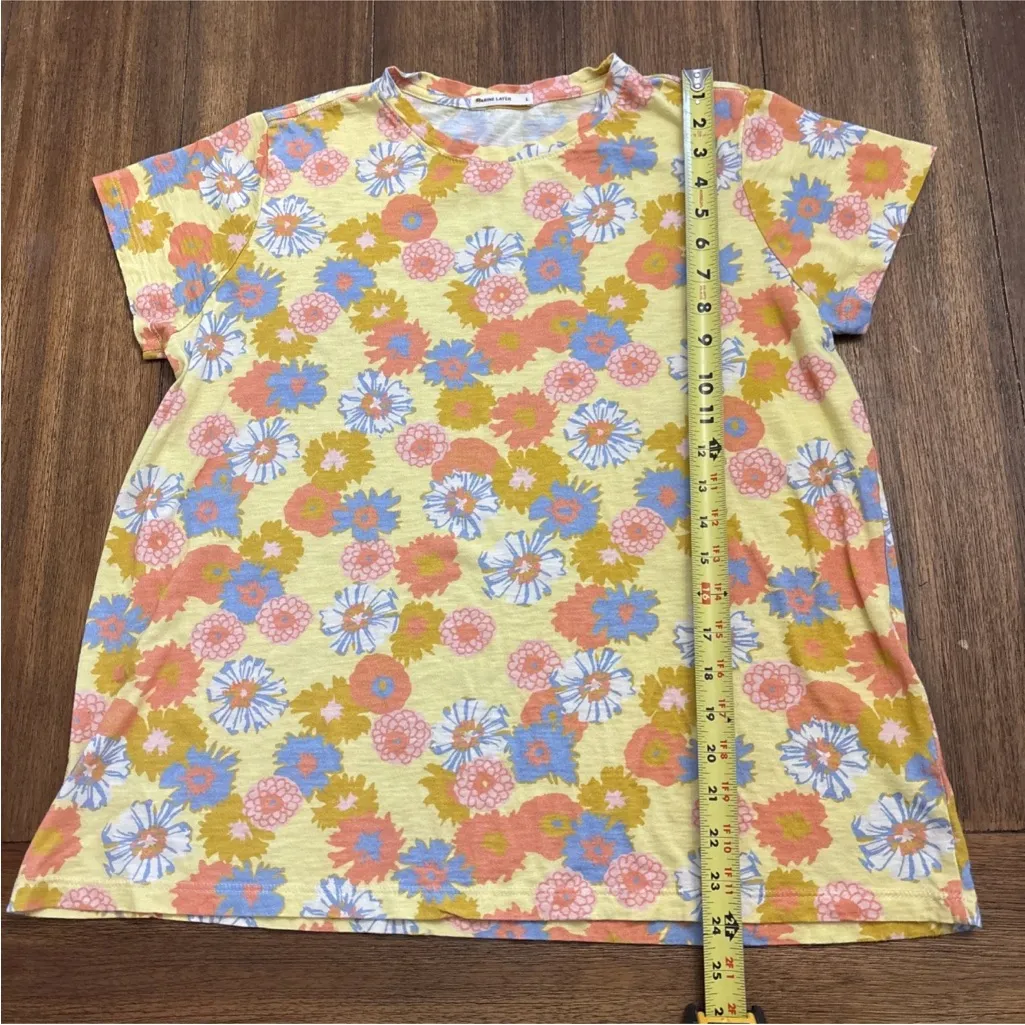 Marine Layer Women’s Large Yellow Floral Swing Crewneck Tee T Shirt - Image 6