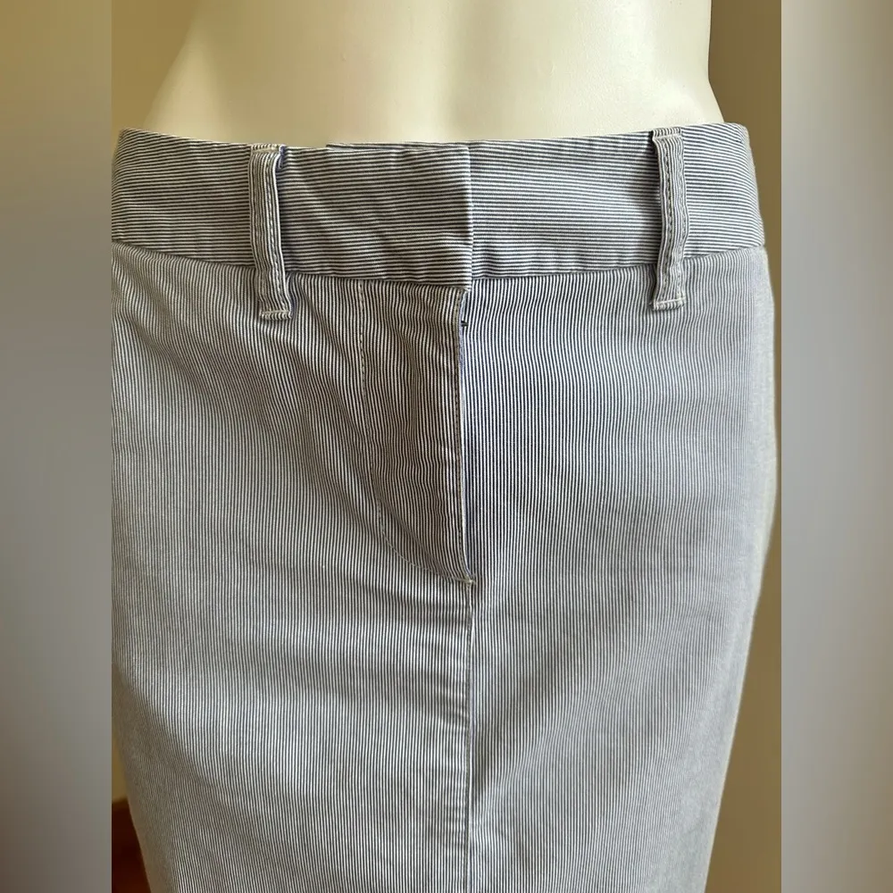 L.L Bean White And Blue Strip Summer  Midi Skirt SZ 6 Front And Back Poc… - Image 5