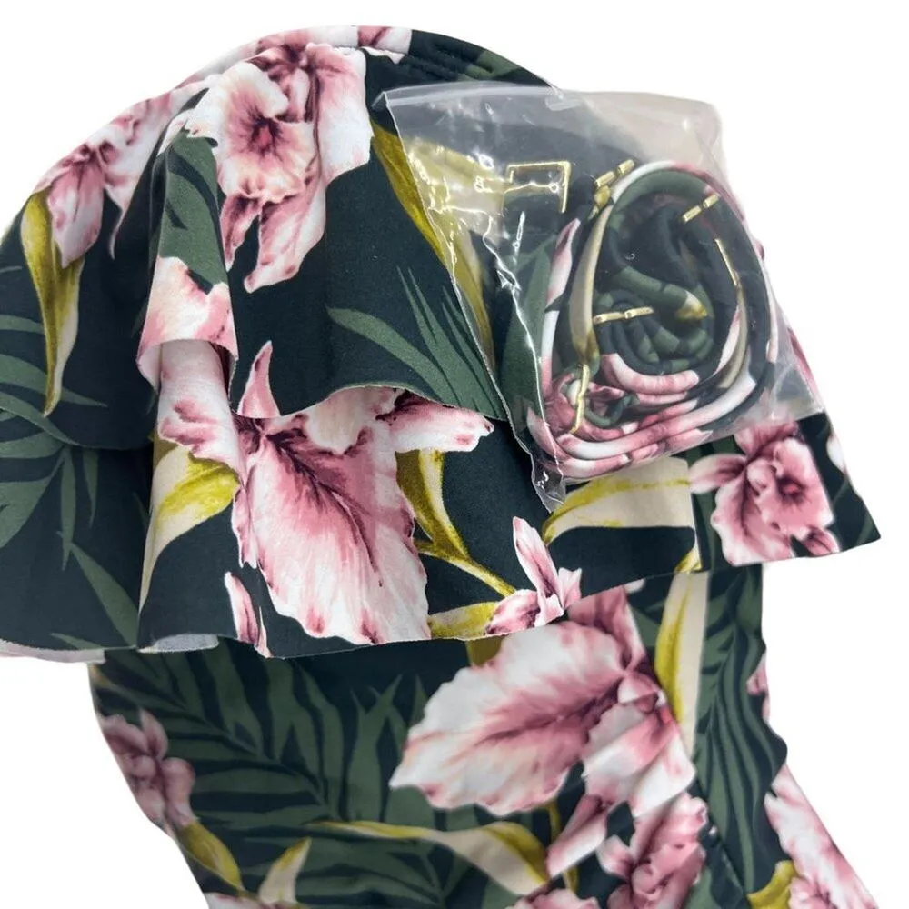 Kona Sol Double Flounce Front One Piece Swimsuit Small - Image 2