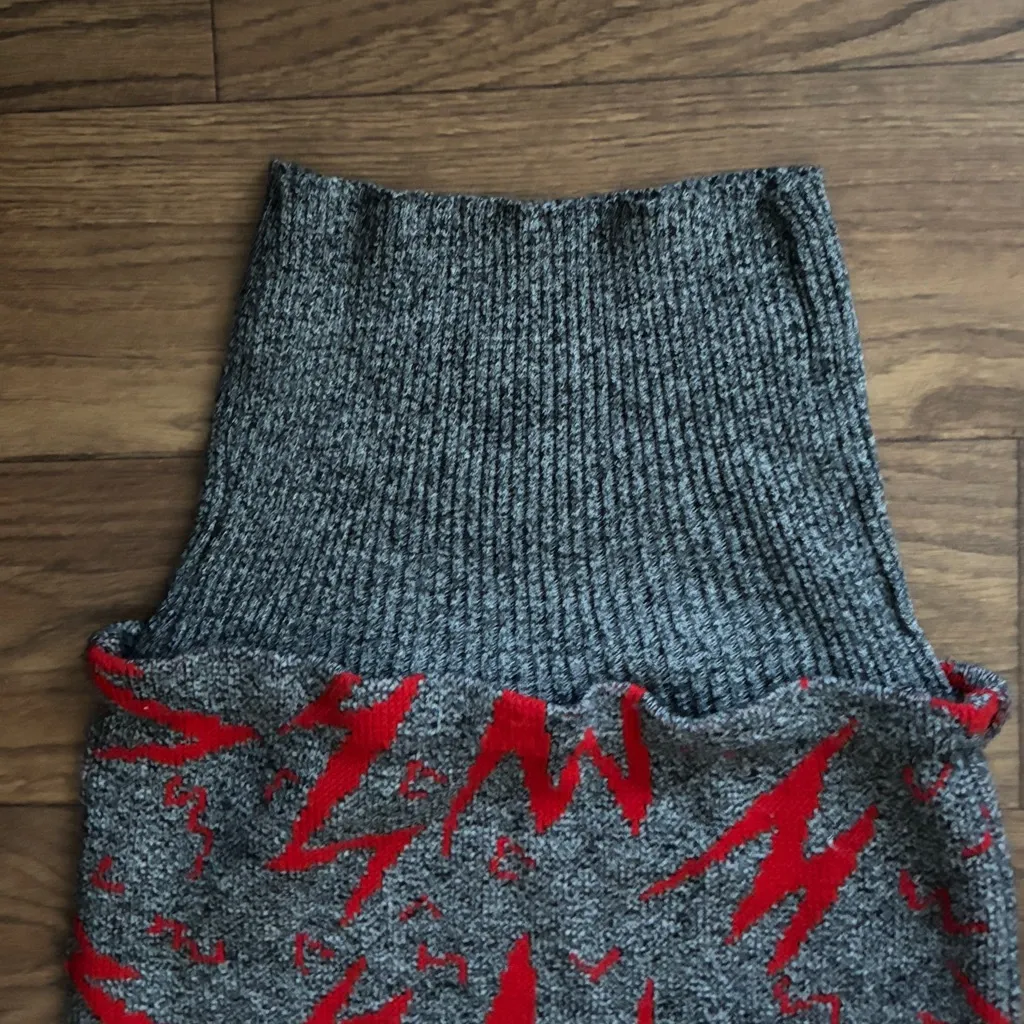 Vintage Dressy Tessy Grey Retro 80s Sweater Dress Printed Stretch Ribbed Gray - Image 5