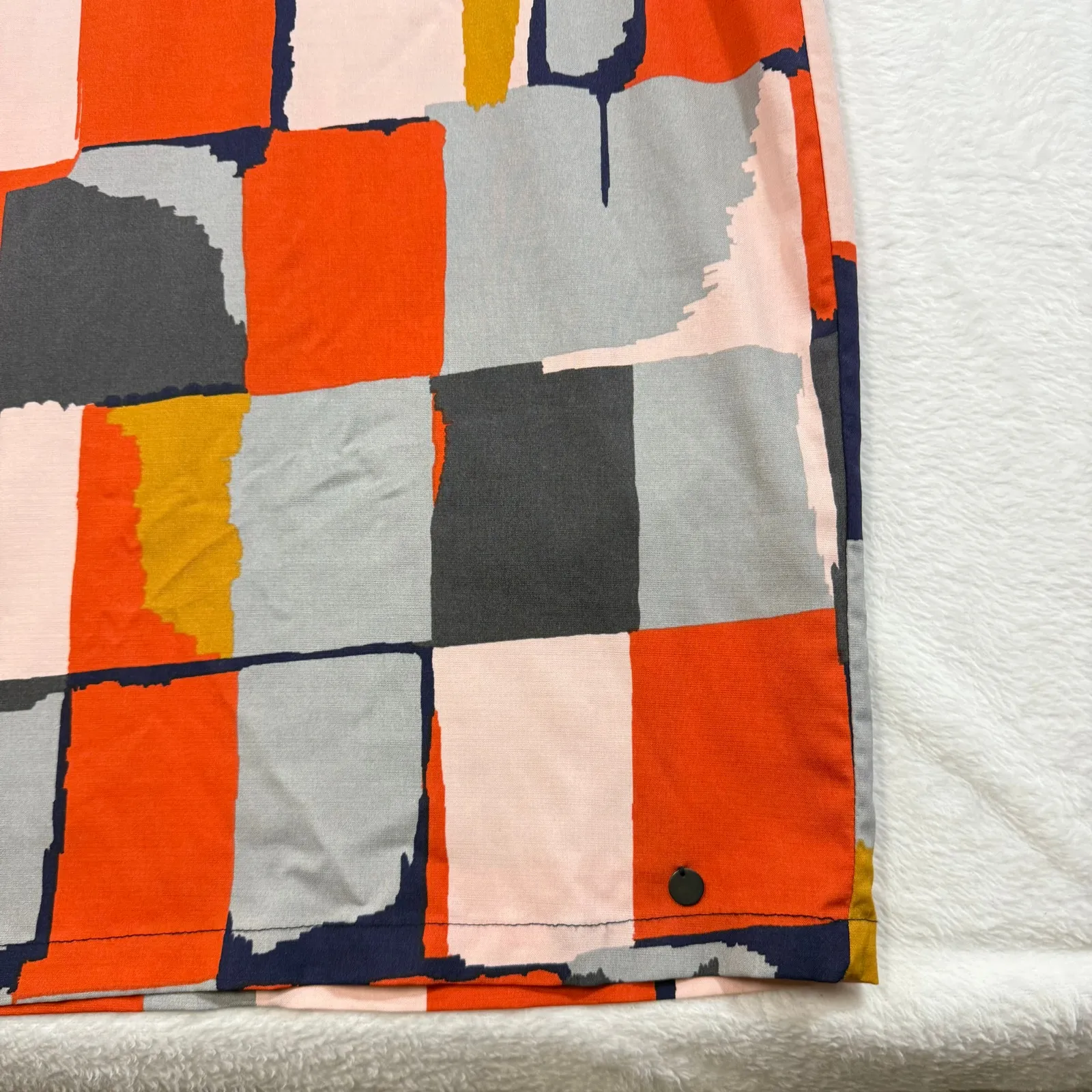 Numph S‎ 36 Abstract Tencel Bodycon Midi Dress Colorblock Mod Artsy 60s Retro Orange - Image 5