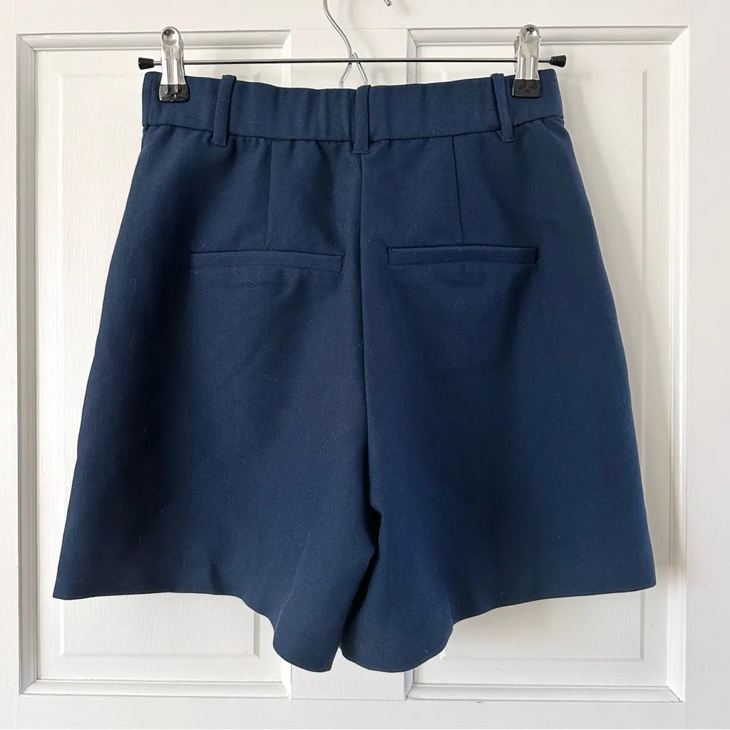 Abercrombie & Fitch Ultra High Rise Tailored Pleated Shorts Navy Blue Size XS - Image 6