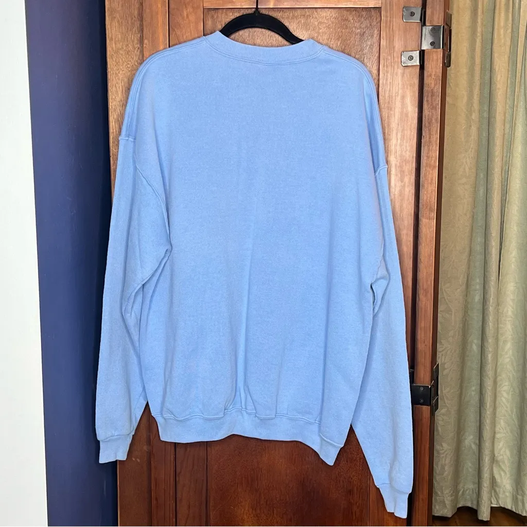 Vintage Jerzees Blue Embroidered Hummingbird Sweatshirt XL Retro Bird Floral - Image 4