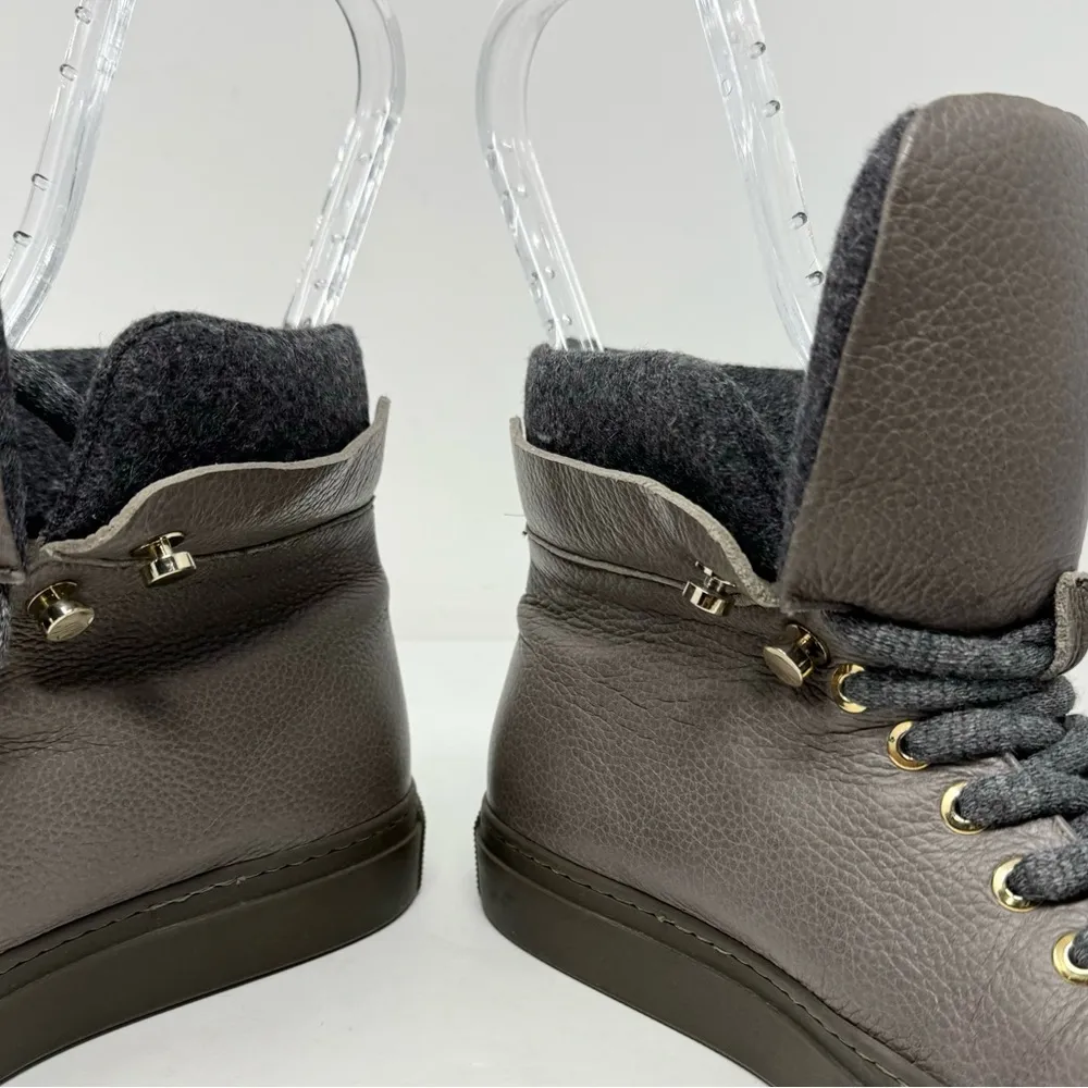 M. Gemi Leather High Top Sneakers Taupe Size 37 - Image 7