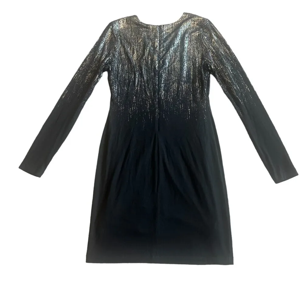 Fifteen Twenty Black Bodycon Dress Long Sleeve Silver Metallic Size Small Womens - Image 7