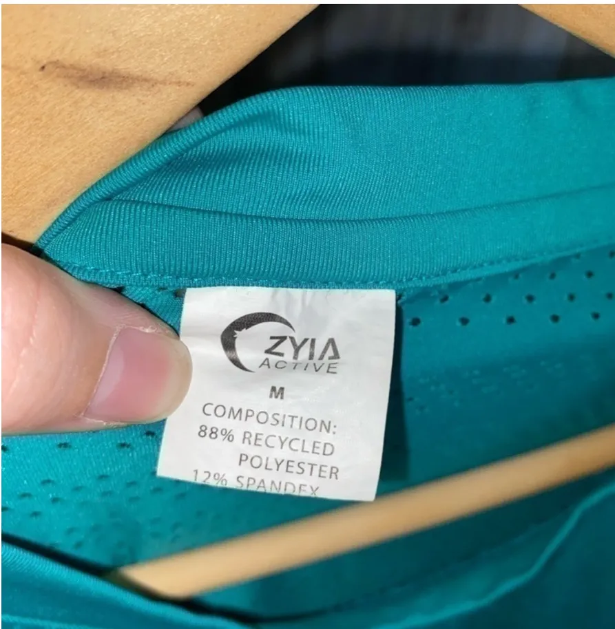 ZYIA Active Chill Long Sleeve Perforated Mesh Breathable Teal Green  •Medium - Image 5