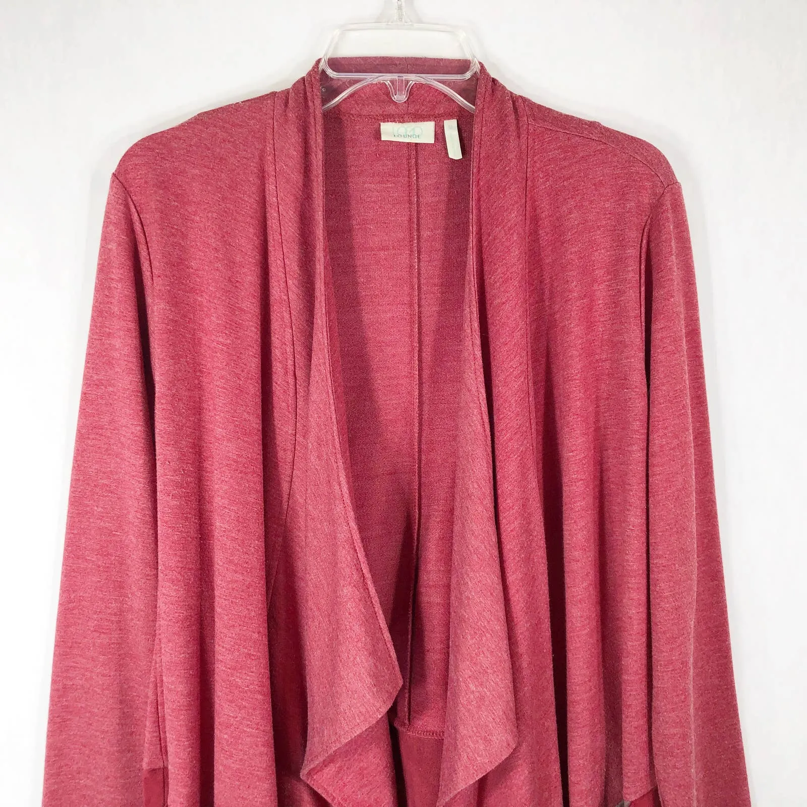 LOGO Lounge Medium Cardigan Jacket Red Pockets Colorblock Waterfall Front 1461 - Image 6