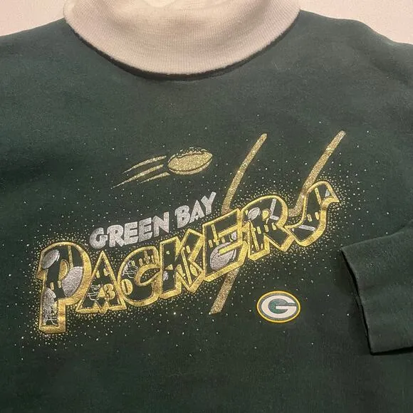 Vintage Green Bay Packer Women Large Turtleneck‎ Long Sleeve Granny Sweatshirt - Image 2