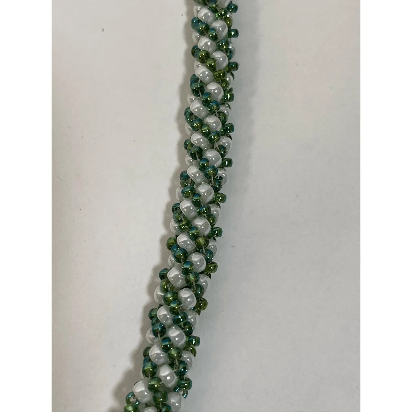 Handcrafted Russian Spiral Green Beaded Necklace with‎ Beaded Cabochon - Image 4