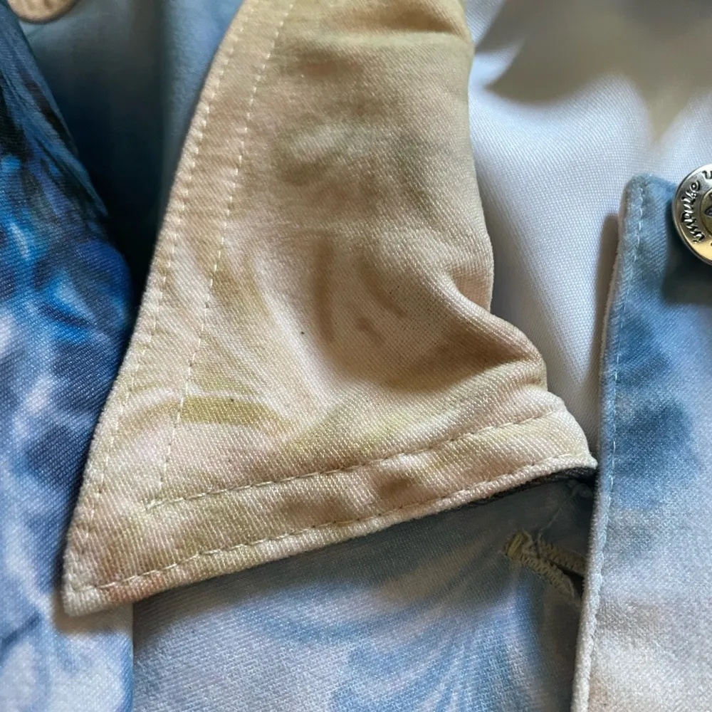 EUC Vintage 90s boho indie twill jacket watercolor graffiti city scene L White Size L - Image 6