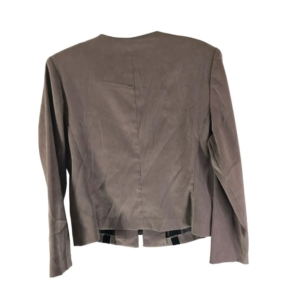 Positive Attitude Womens Jacket Full Zip Soft Colorblock Brown Black 10P - Image 2