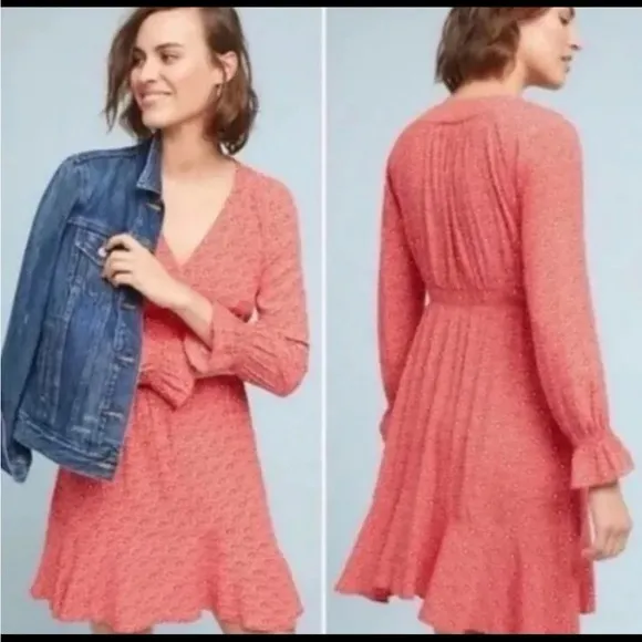 Anthropologie Maeve Floral Print  Mini Dress XXS Fairy Cottage Core Monaco Red - Image 2