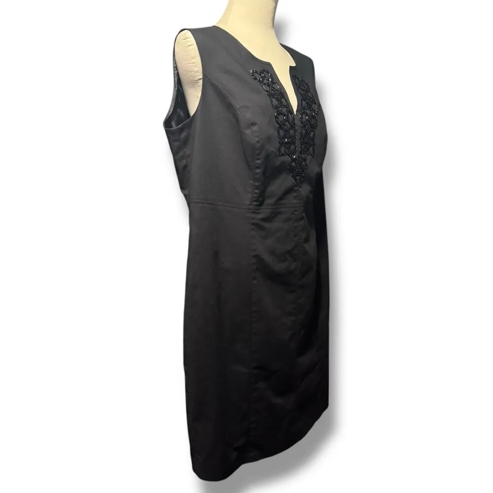 Rafaella Beaded Doubleweave Sheath Dress Black 18W - Image 6