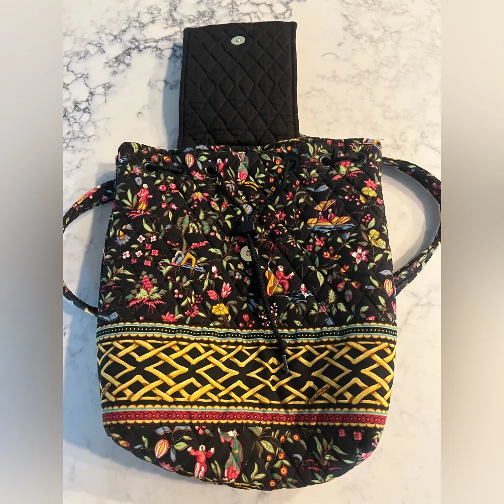 Vera Bradley  Backpack Quilted Ming 2001 Retired Pattern toggle Drawstring EUC - Image 10