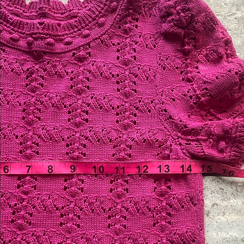 By Anthropologie Pointelle Sweater Tee Pink - Image 11