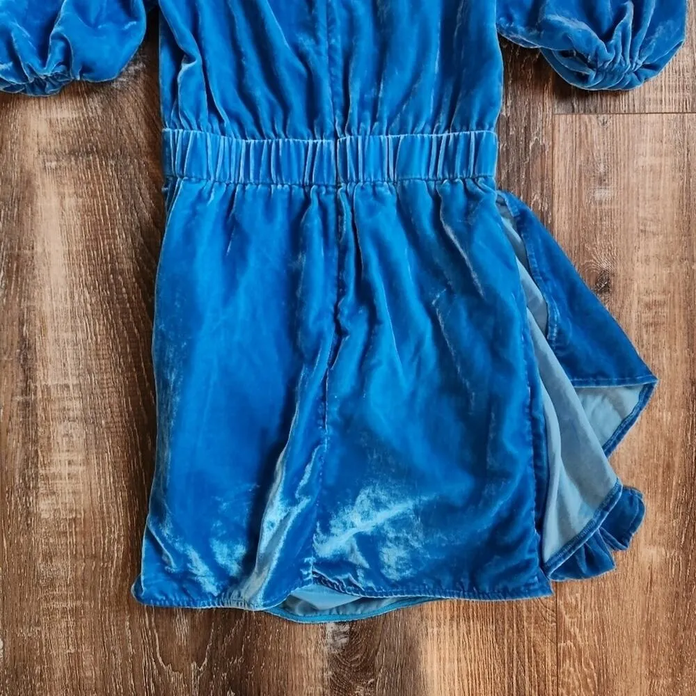 Rhode Pia Draped Velvet Mini Dress In Turquoise Size XS Sleeveless Blue - Image 11