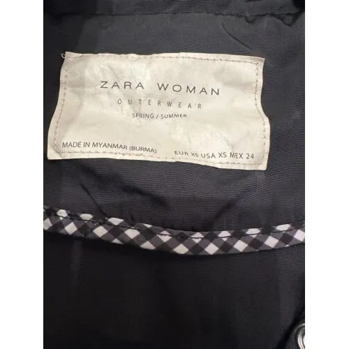 Zara Woman‎ Outerwear Dark Green Long Rain Jacket Size XS Silver Hardware - Image 7