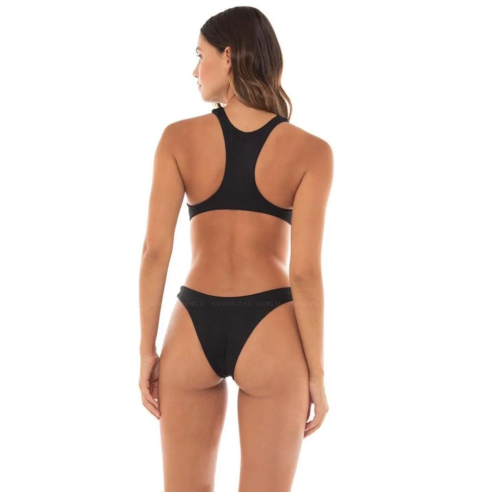 Agua Bendita Swimsuit One Piece Black Laceup Front Cutout Sides Arin Eter XL New - Image 4