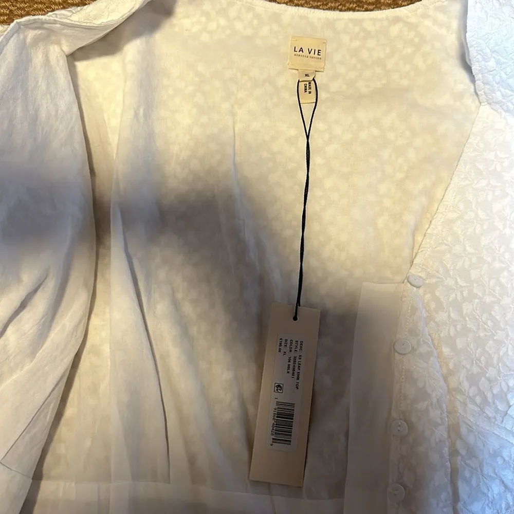 La Vie Leaf Embroidered Cotton Top nwt $195 extra large XL corset - Image 14