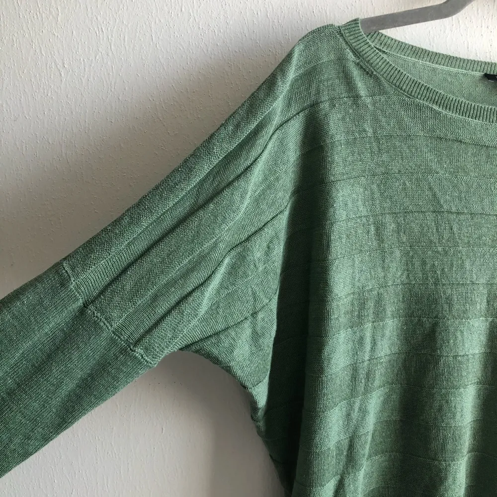 Lafayette 148 New York Sweater Green Linen Boat Neck Dolman Sleeve Sz L GUC - Image 4