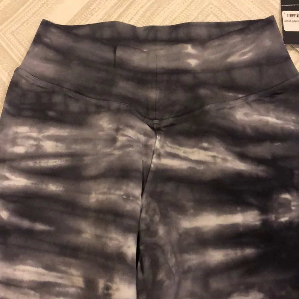 Nux Slate/White Tie Dye wash Compression Leggings Gray Size M - Image 3
